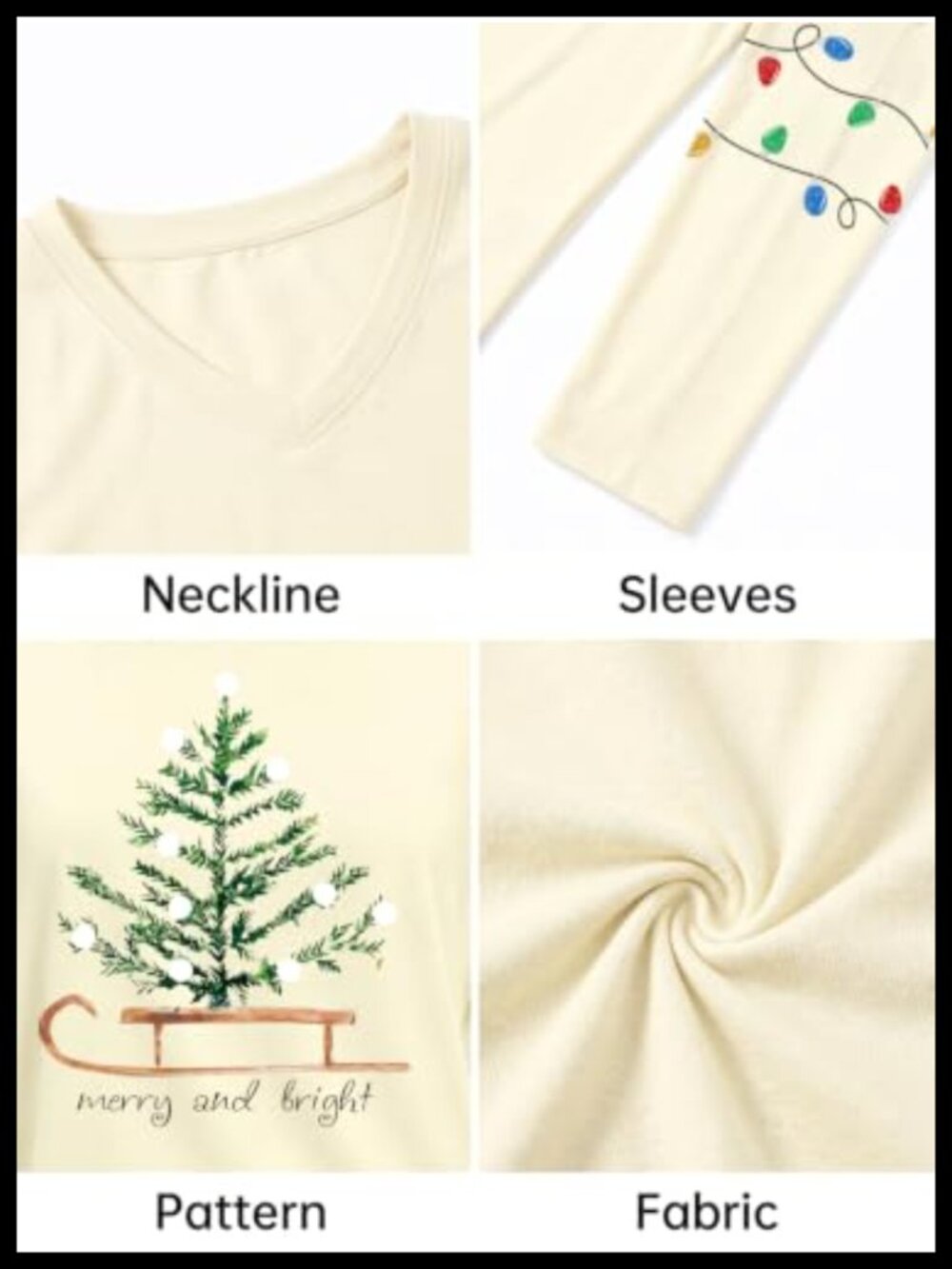 Christmas Tree Shirt Womens Long Sleeve Crew Neck Holiday Tee - Picture 5 of 5